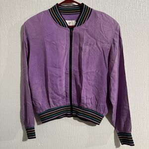 Vintage Illustrations Purple Varsity Jacket Lightweight Shoulder Pads Women’s S